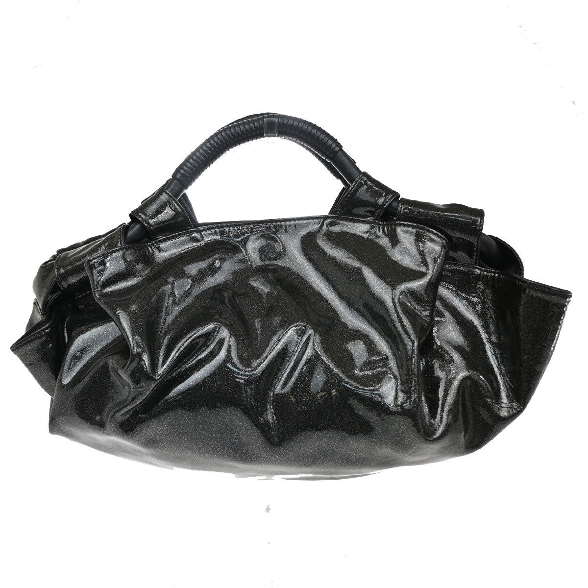 LOEWE Anagram Glitter Nappa Aire Hand Bag Patent Leather Black Spain 85RF796