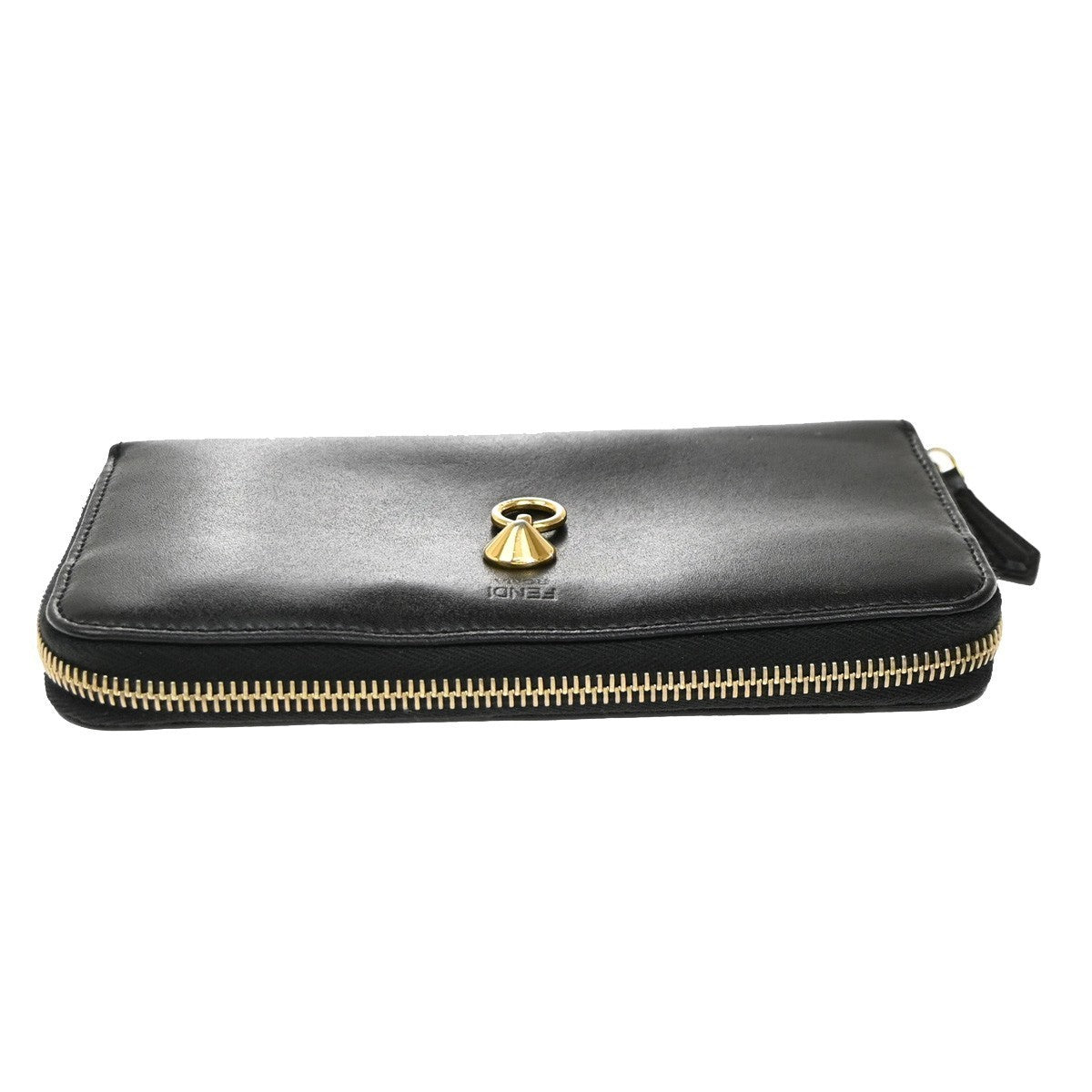 FENDI By The Way Logo Long Zip Around Wallet Leather Black GHW Italy 67KP310