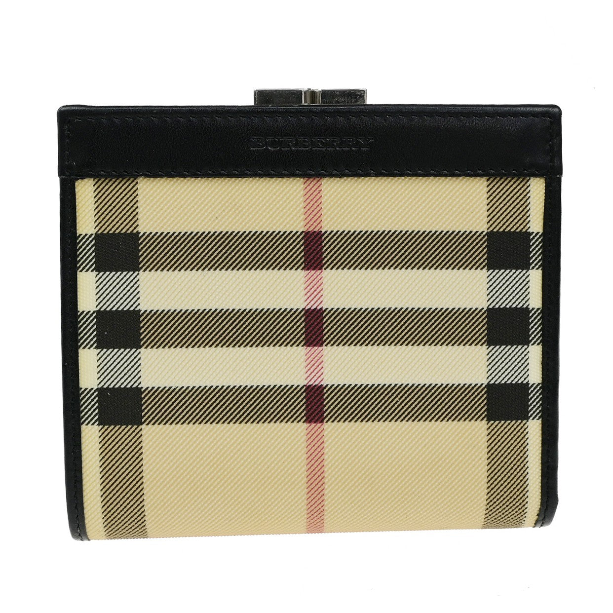 BURBERRY Logo Nova Check Compact Bifold Wallet Purse PVC Leather BN BK 07YH513