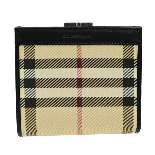 BURBERRY Logo Nova Check Compact Bifold Wallet Purse PVC Leather BN BK 07YH513