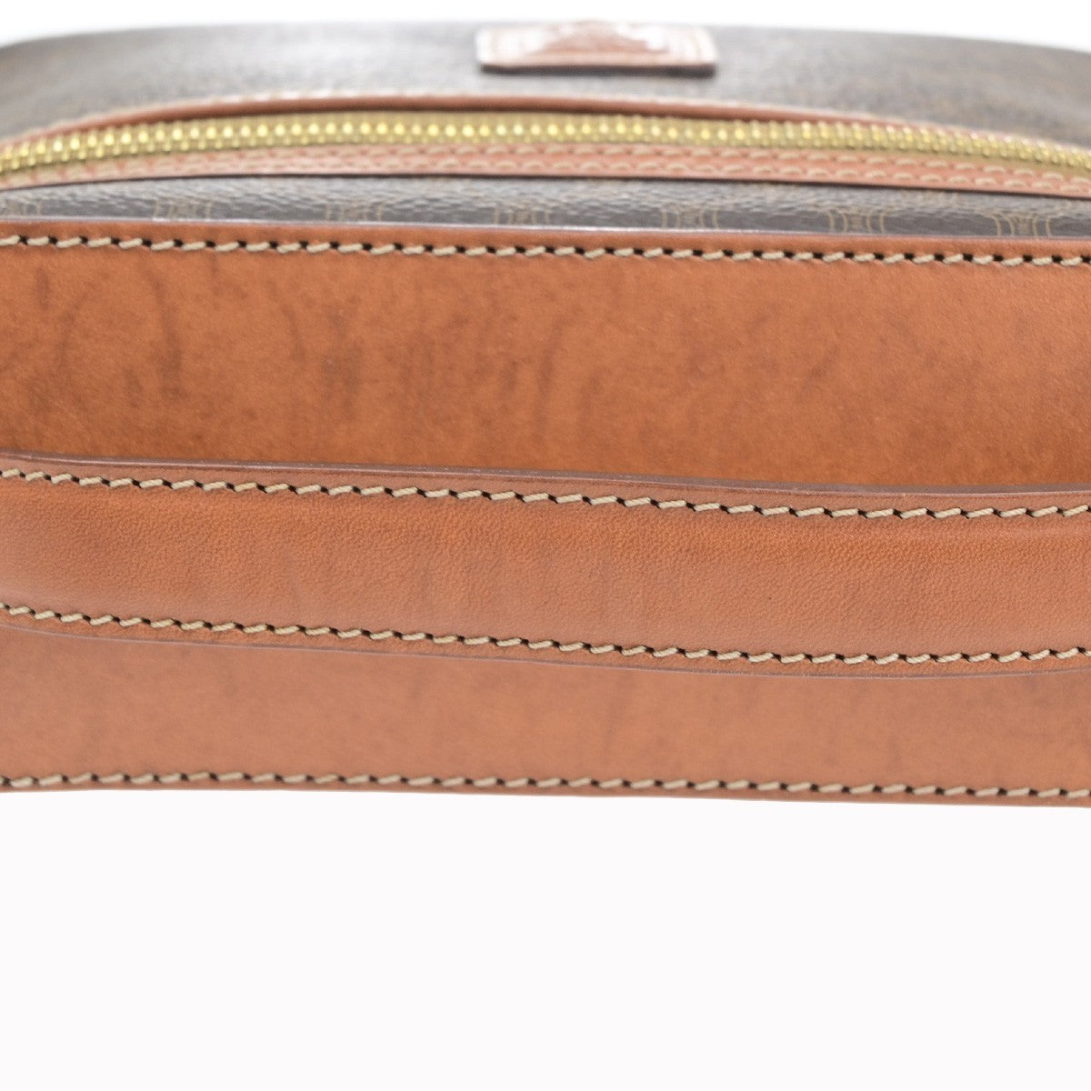 CELINE Logo Macadam Pattern Vanity Hand Bag PVC Leather Brown GHW Italy 69MA716