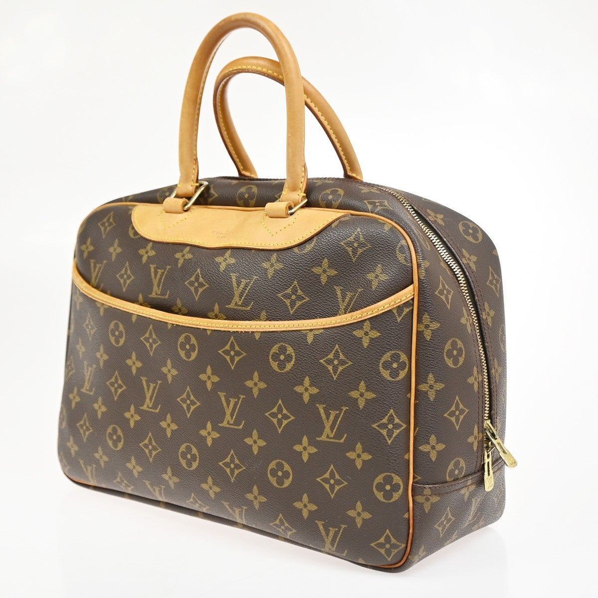 LOUIS VUITTON LV Logo Deauville Hand Bag Monogram Leather Brown M47270 84SA048