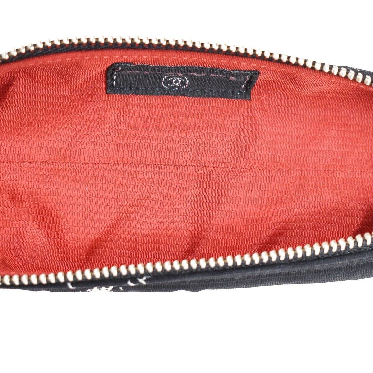 CHANEL CC Logo Travel Line Pen Case Pouch Nylon Black Silver France 04RH703