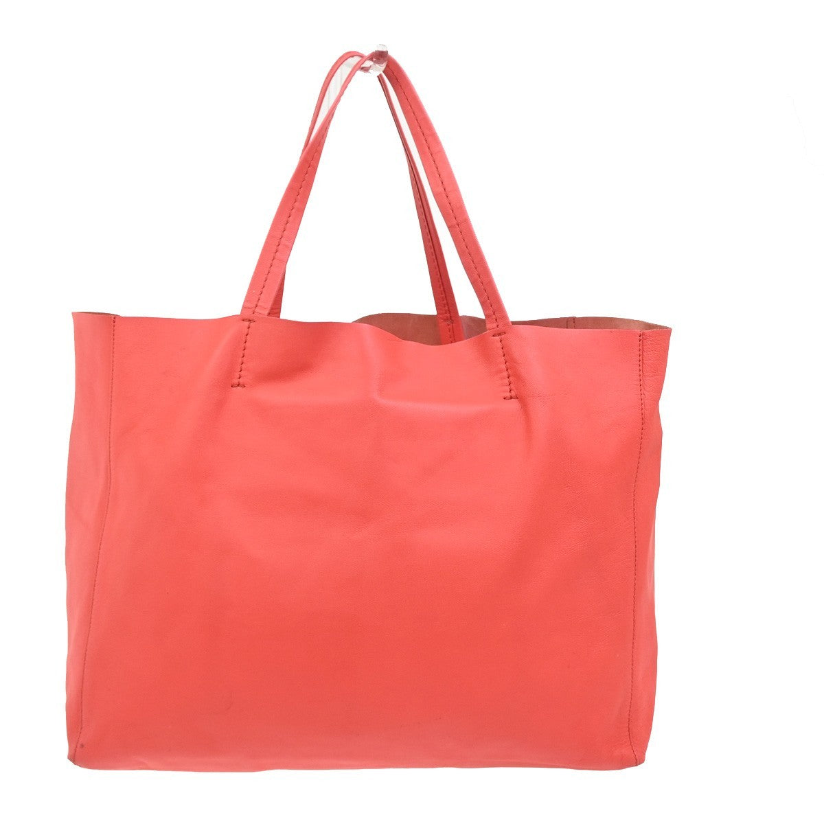 CELINE Logo Horizontal Cabas Tote Shoulder Hand Bag Leather Orange Italy 35ZA290