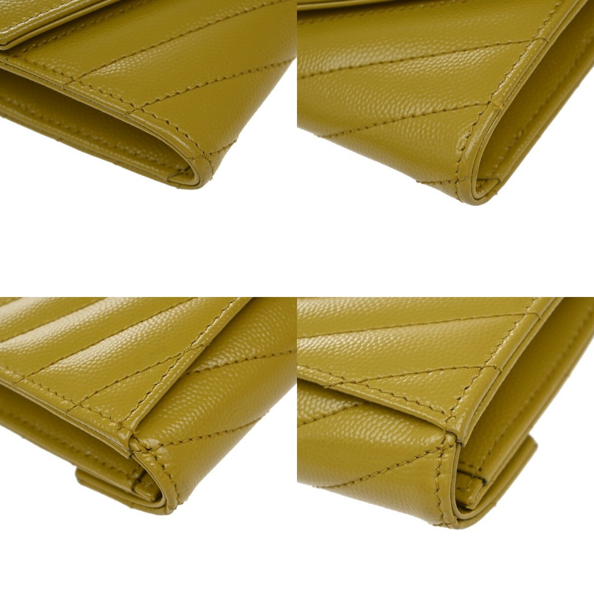 SAINT LAURENT YSL Logo Compact Bifold Wallet Leather Yellow GHW 85RF304