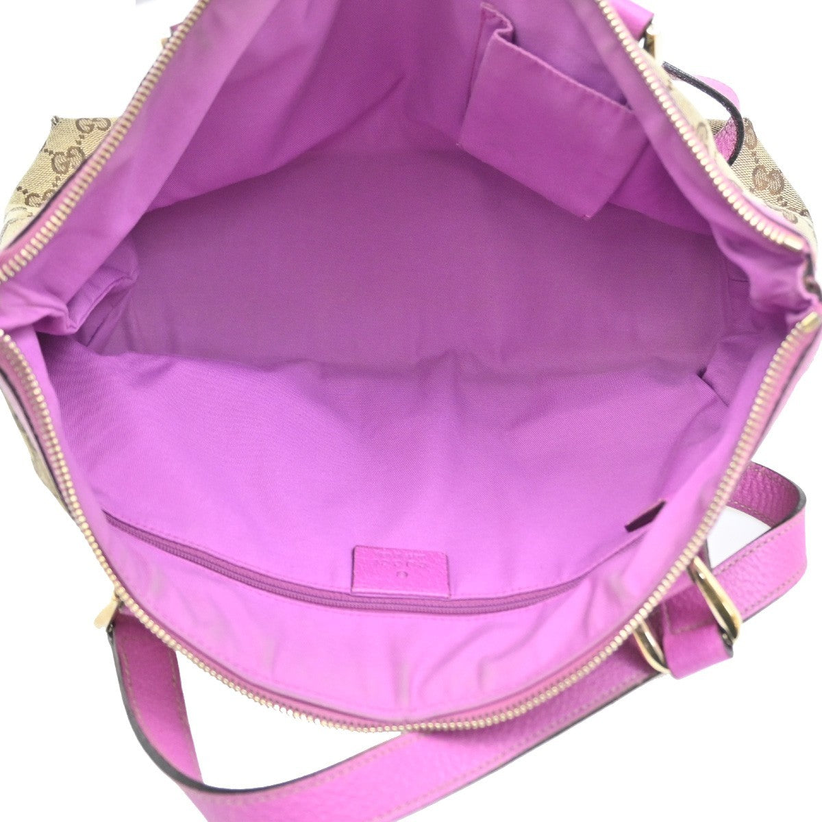 GUCCI GG Pattern Abbey Shoulder Bag Canvas Leather Beige Pink GHW Itlay 67DA040