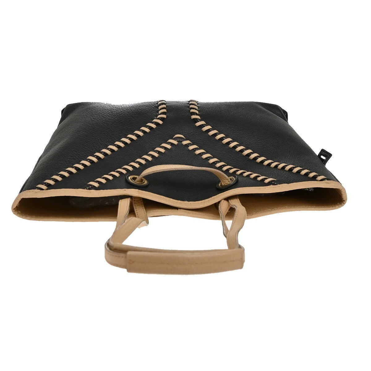 YVES SAINT LAURENT Neo Reversible Shoulder Bag Leather Beige Black 82EE333