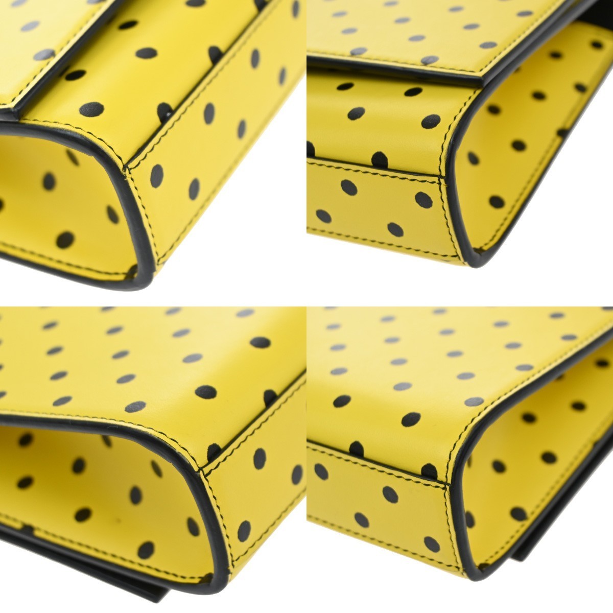 SAINT LAURENT YSL 2Way Dot Chain Shoulder Clutch Bag Yellow Black GHW 45RF959