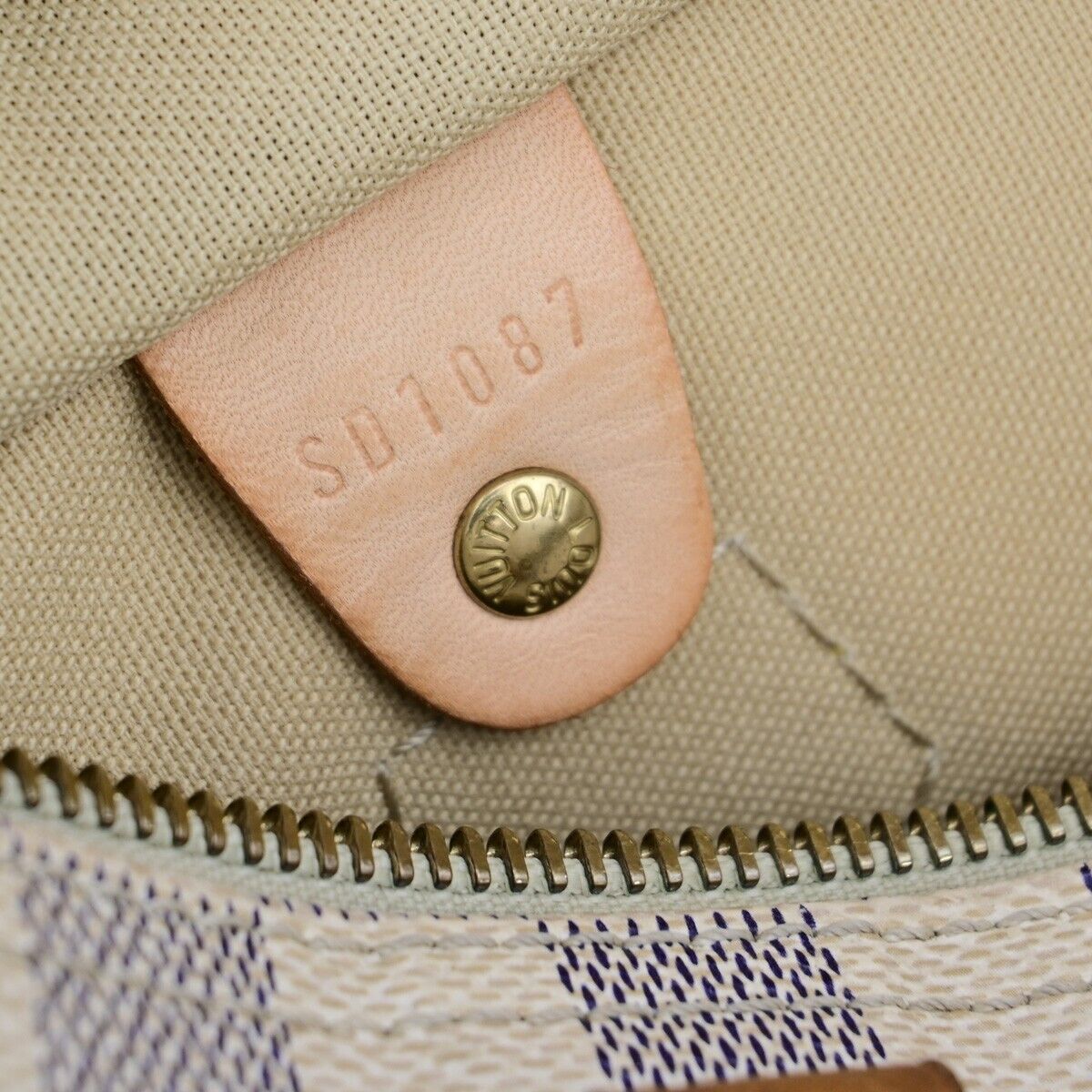 LOUIS VUITTON Speedy 25 Hand Bag Damier Azur Leather White U.S.A. N41534 13ED028