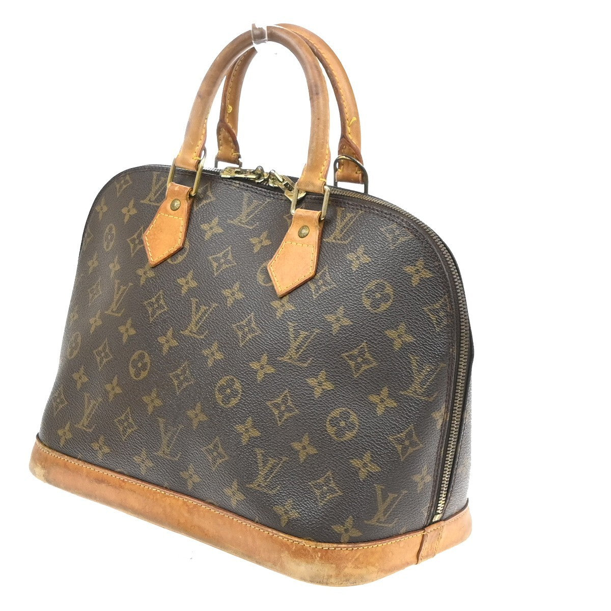 LOUIS VUITTON LV Logo Alma Hand Bag Monogram Leather Brown France M51130 34SA148