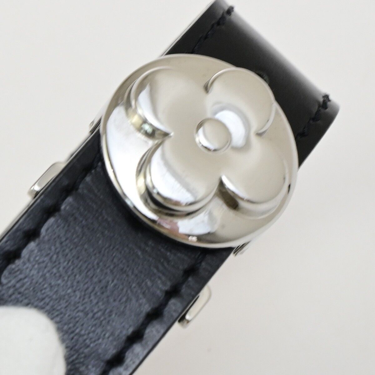 LOUIS VUITTON Good Luck Bracelet Bangle Monogram Leather Black M64447 62KA563