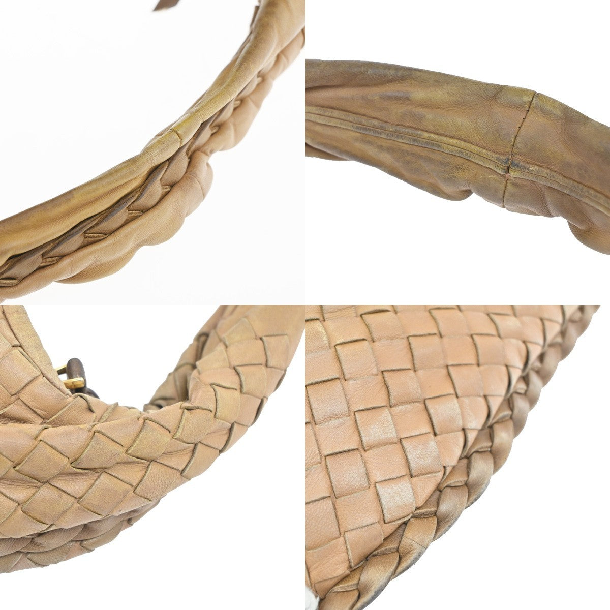 BOTTEGA VENETA Logo Intrecciato Shoulder Hand Bag Leather Beige Italy 59MA502