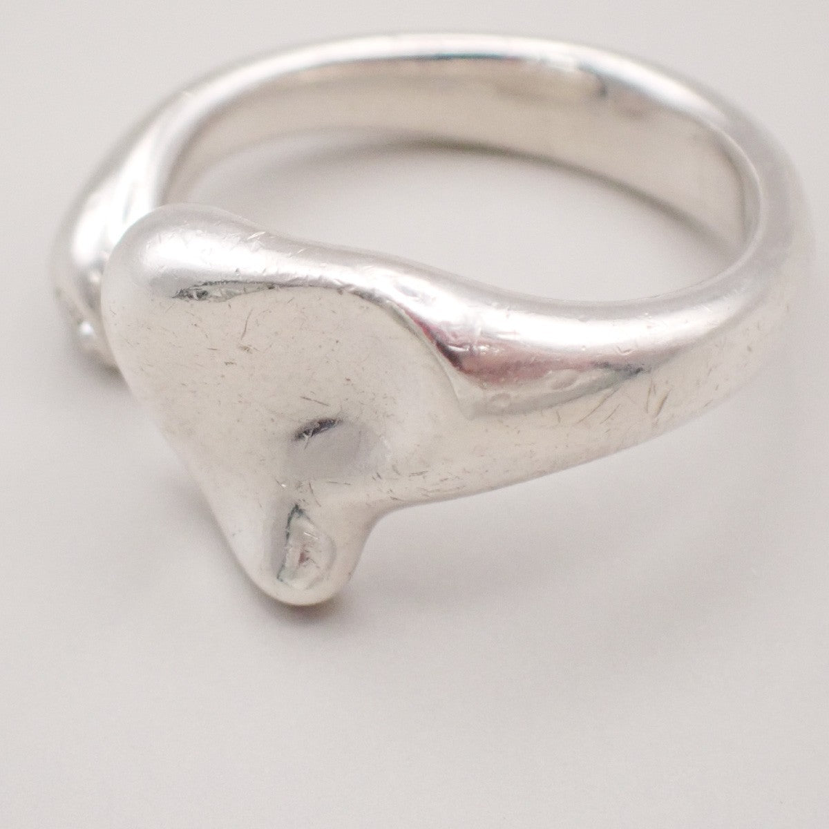 TIFFANY&Co. Logo Full Heart Diamond Ring Silver 925 Elsa Peretti Spain 08KC937