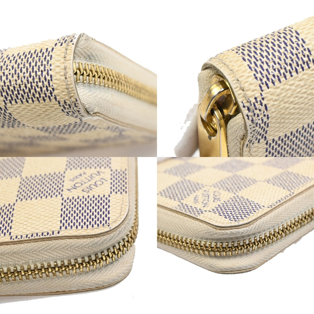 LOUIS VUITTON Zippy Wallet Long Bifold Damier Azur Leather WE N60019 65FB563