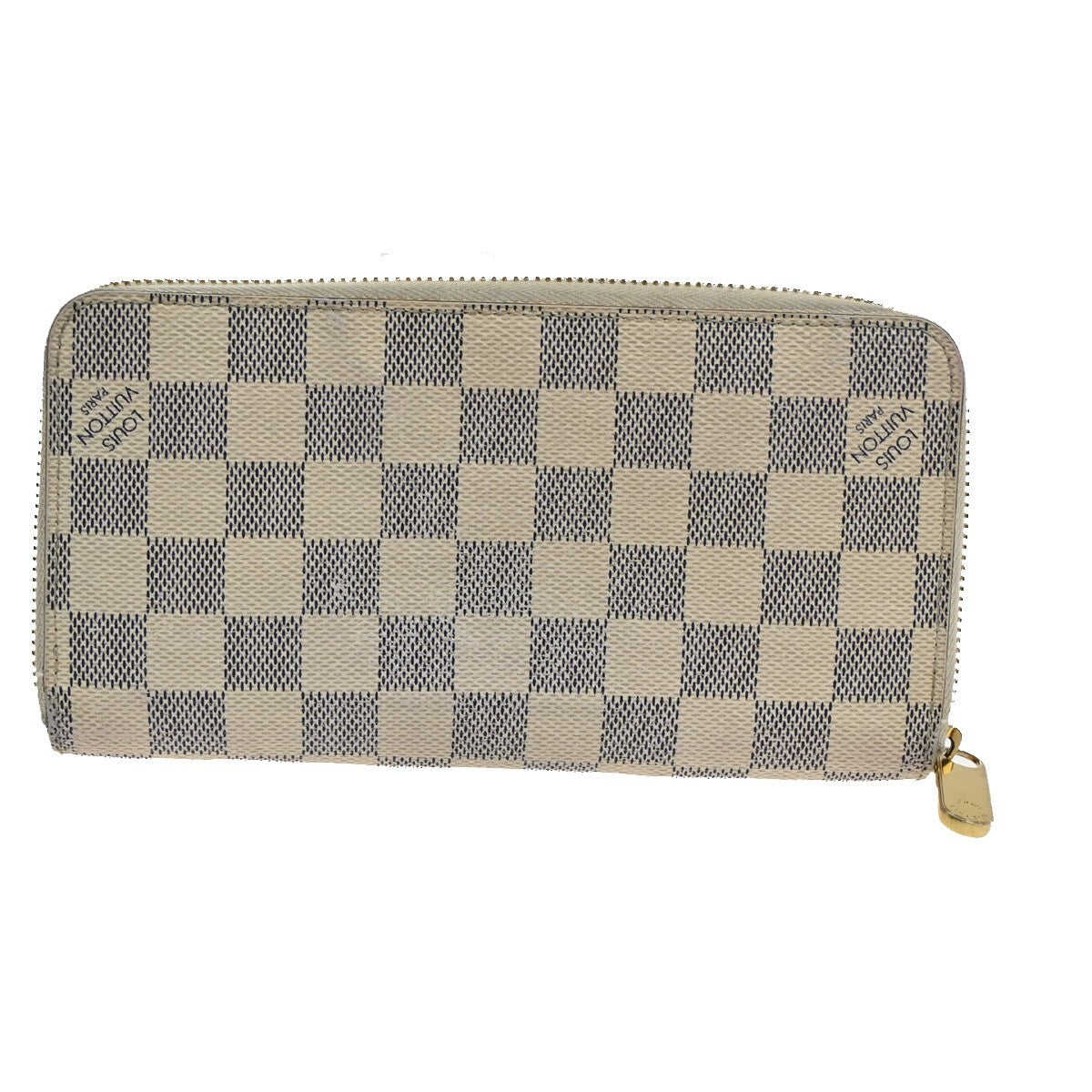 LOUIS VUITTON Long Zippy Wallet Purse Damier Azur Leather White N60019 32FB651