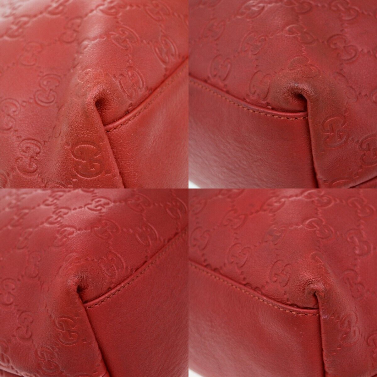 GUCCI Logo Guccissima GG Pattern Shoulder Tote  Bag Leather Red GHW 87ED994