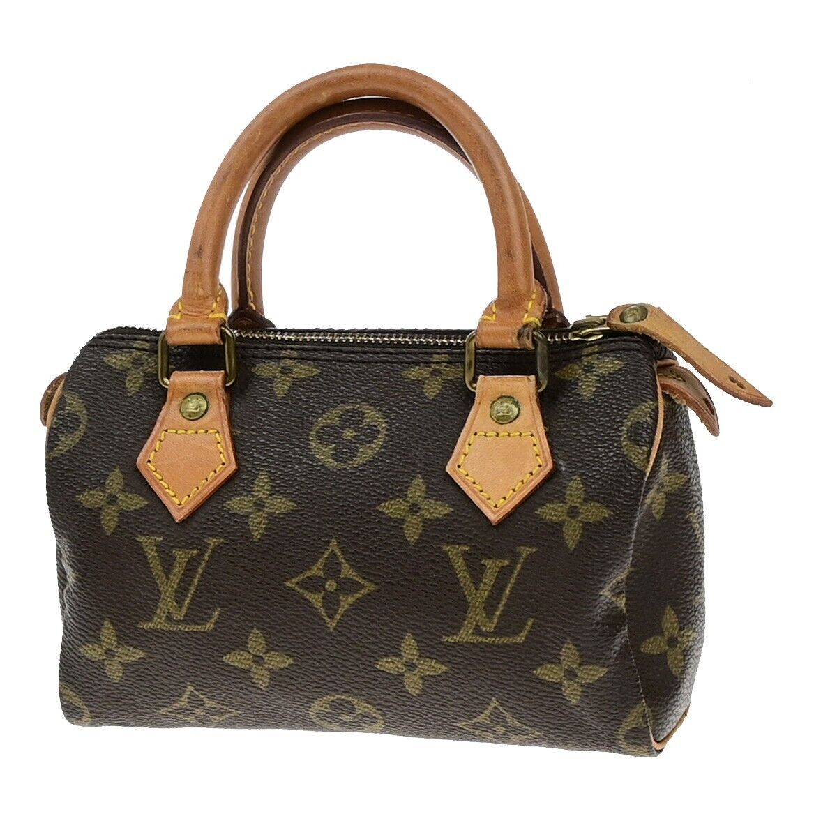 LOUIS VUITTON Mini Speedy Hand Bag Monogram Leather Brown France M41534 75ED575
