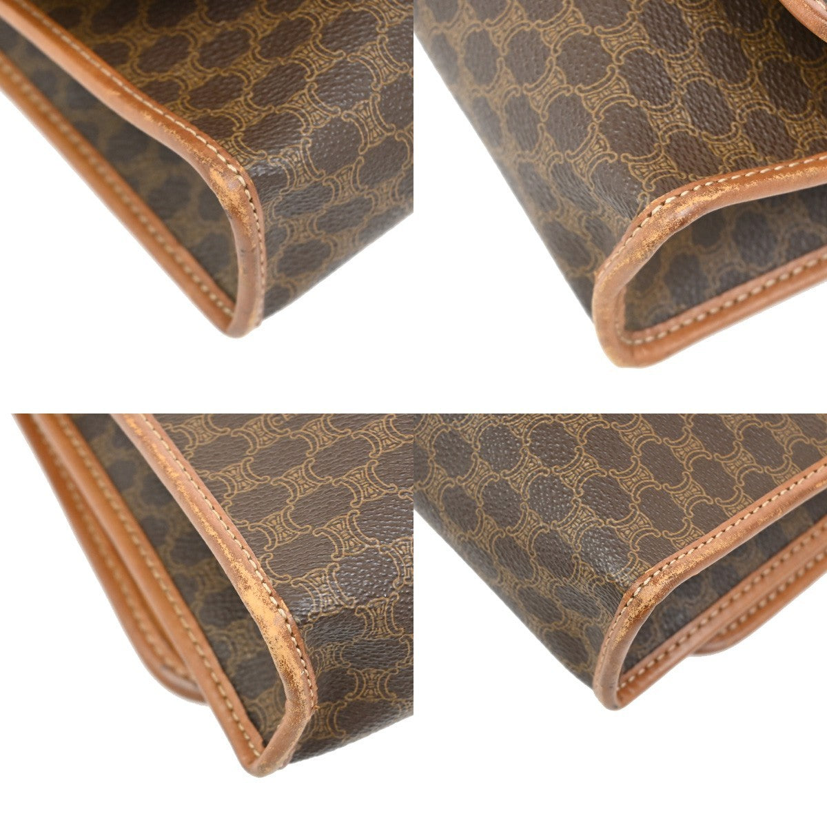 CELINE Logo Macadam Pattern 2Way Shoulder Bag PVC Leather Brown Italy 65KB548