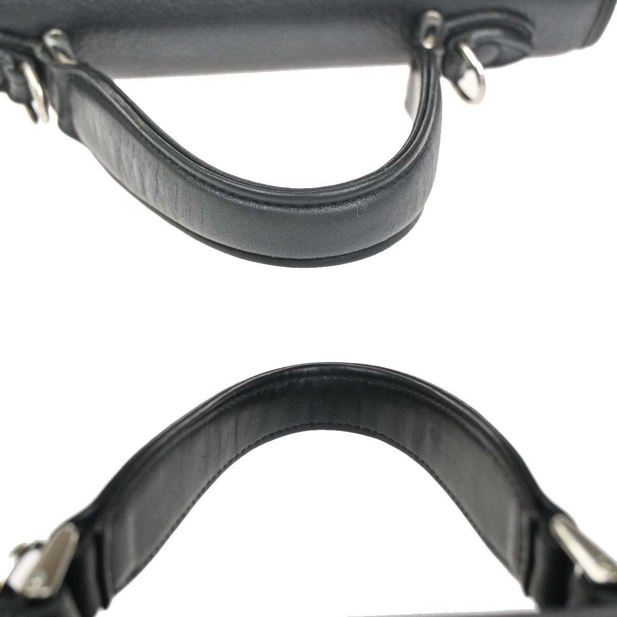 BURBERRYS Logo Nova Check Shoulder Hand Bag Leather Black SHW 67CA860