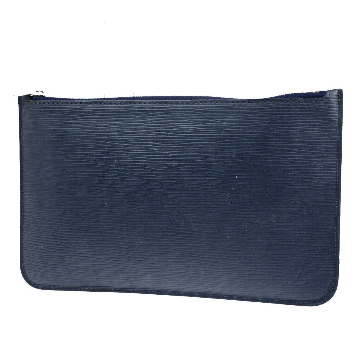 LOUIS VUITTON Logo Neverfull Pouch Epi Leather Indigo Blue SHW Spain 63YF452