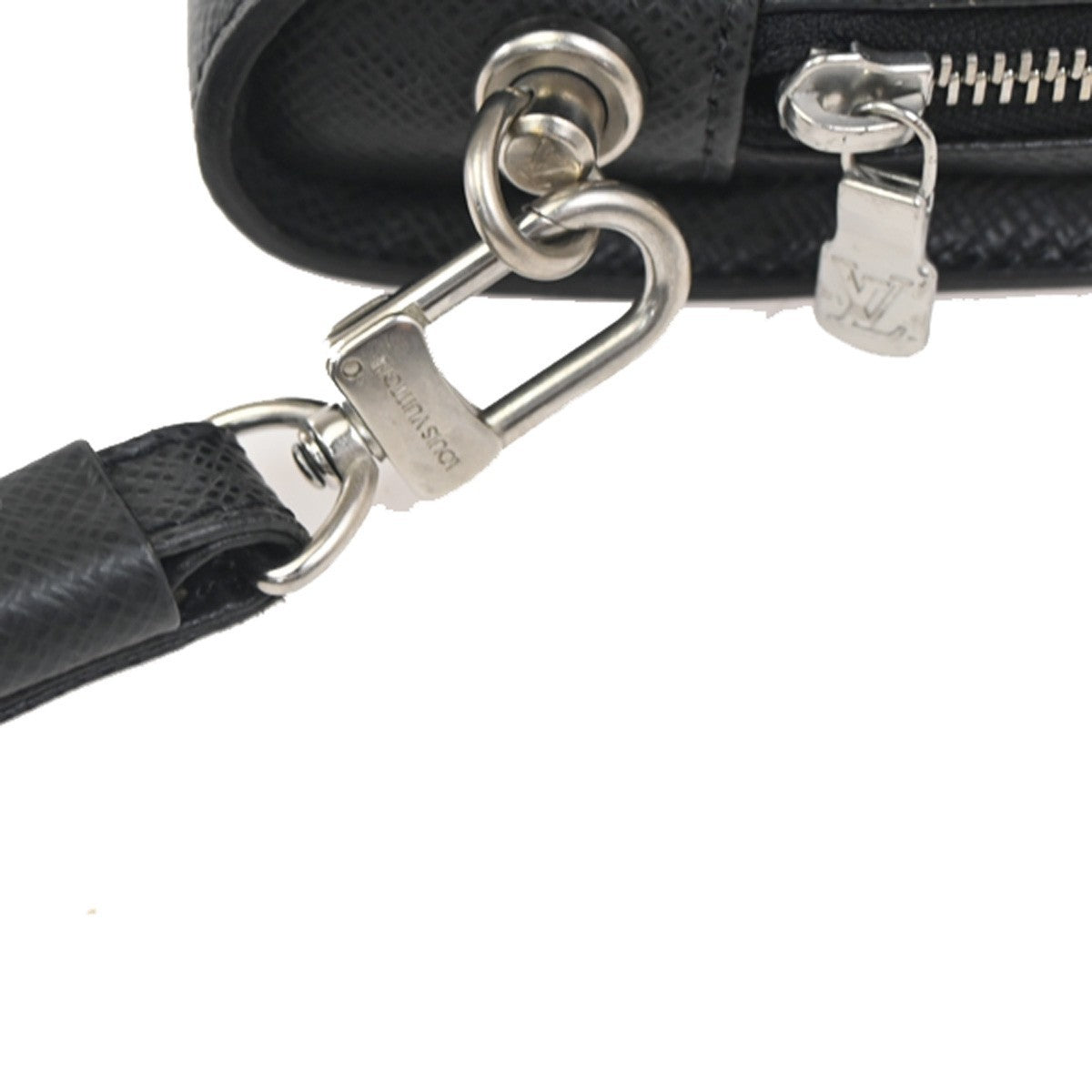 LOUIS VUITTON LV Logo BAIKAL Clutch Hand Bag Taiga Leather Black M30182 04KC763