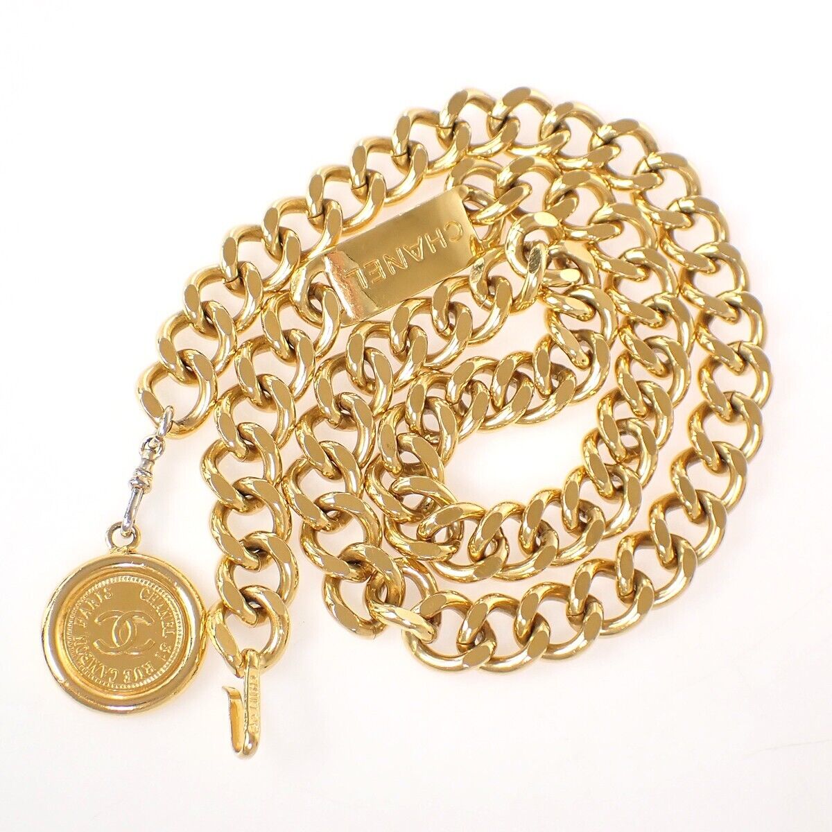 CHANEL CC Logo Medallion Charm Chain Belt Gold GHW Accessory 95RK026