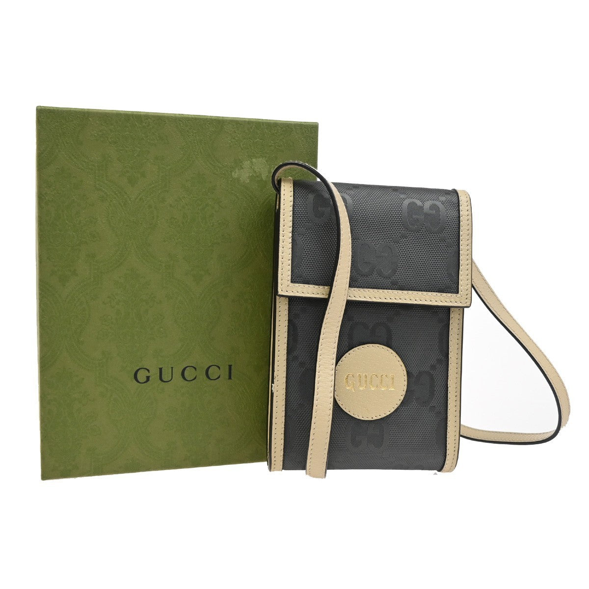 GUCCI Logo Off The Grid GG Mini Shoulder Bag Canvas Leather Beige SHW 70TA616