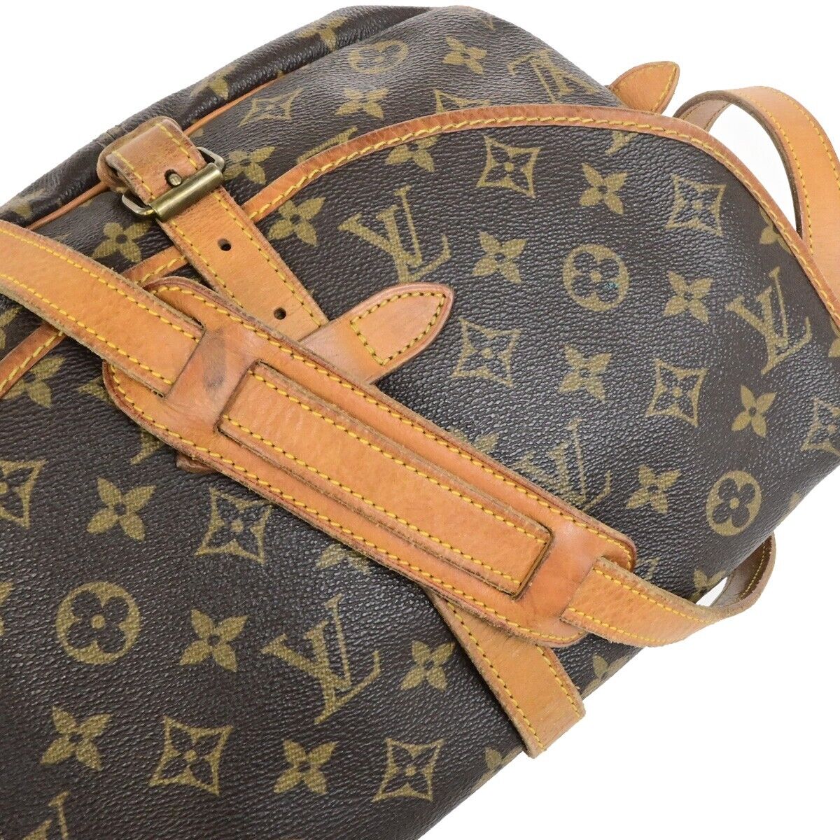 LOUIS VUITTON Logo Saumur 30 Shoulder Bag Monogram Leather Brown M42256 31EE059