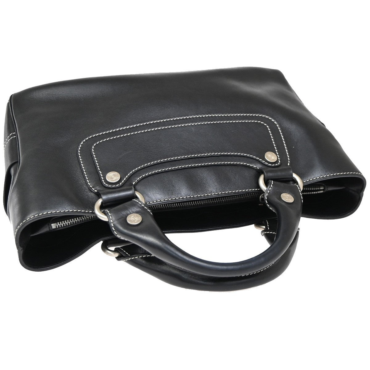 CELINE Logo Boogie Hand Bag Leather Black GHW Italy 80EG378