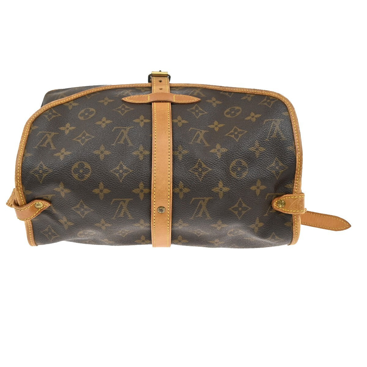 LOUIS VUITTON Logo Saumur 30 Shoulder Bag Monogram Leather Brown M42256 75EE234