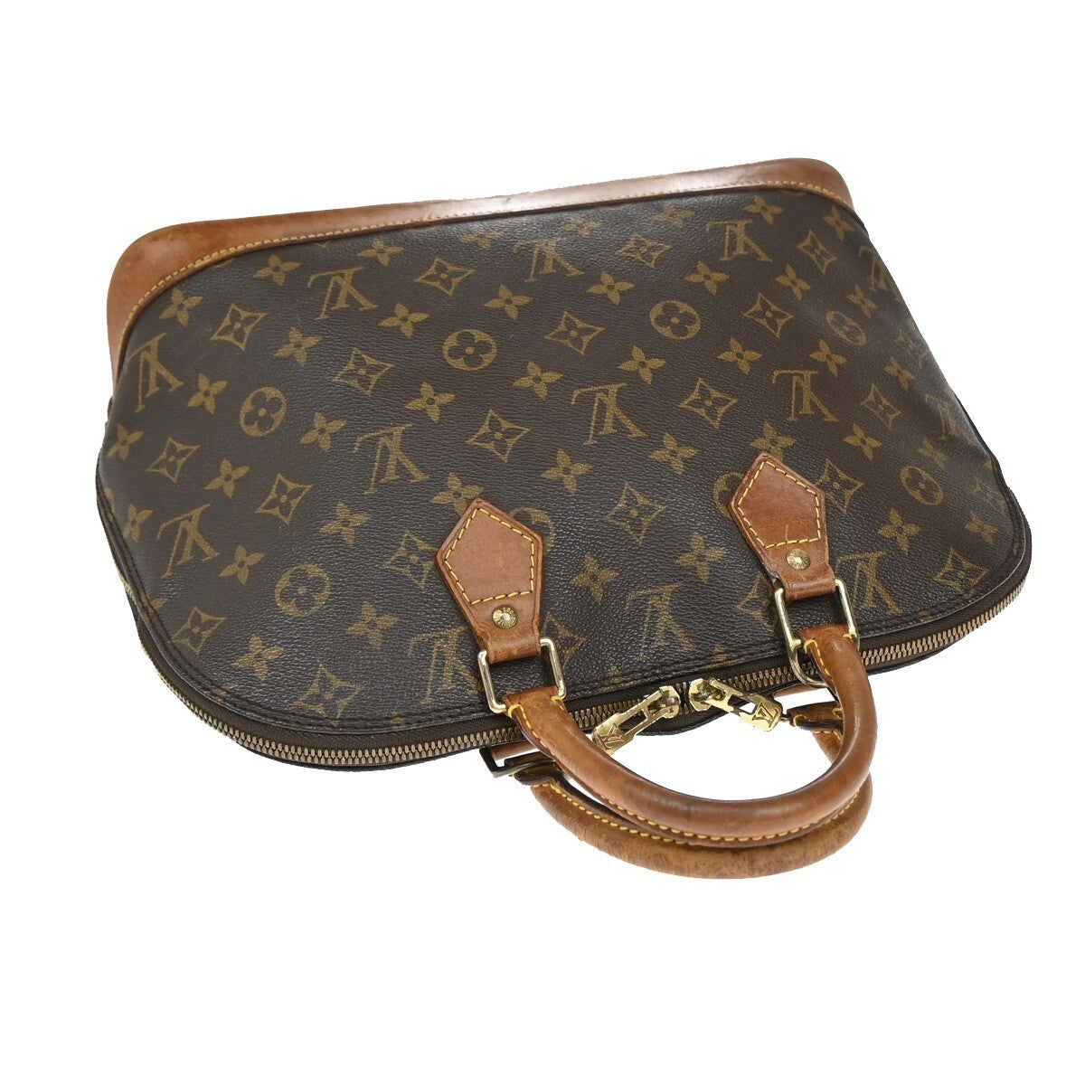 LOUIS VUITTON LV Logo Alma Hand Bag Monogram Leather Brown U.S.A. SD0995 61EE209