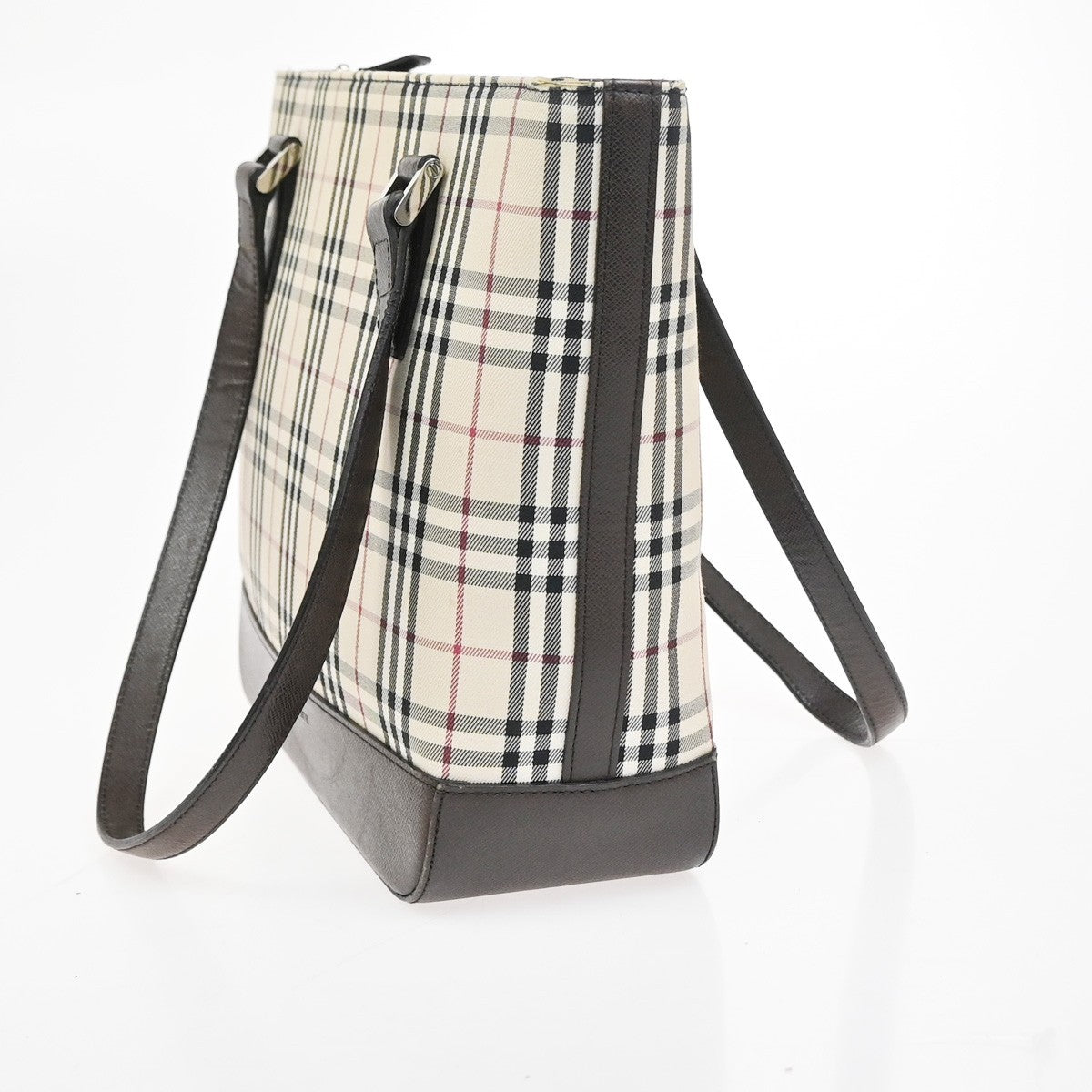 BURBERRY Nova Check Pattern Shoulder Bag Canvas Leather Brown Beige SHW 65KD026