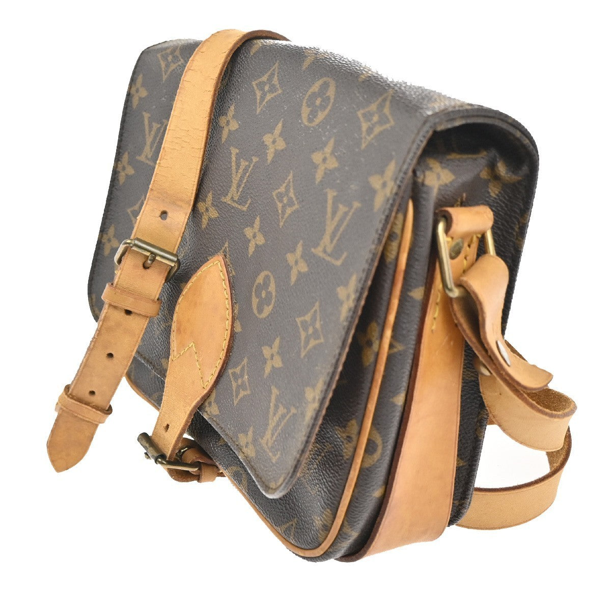 LOUIS VUITTON Cartouchiere MM Shoulder Bag Monogram Leather Brown M51253 85CA683