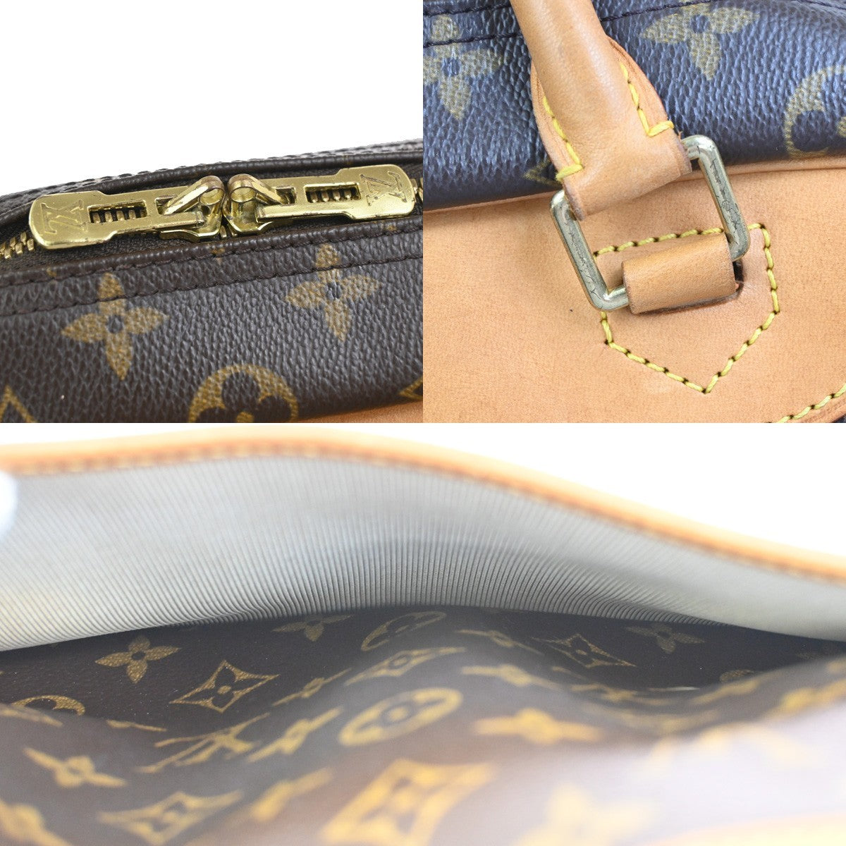 LOUIS VUITTON LV Logo Deauville Hand Bag Monogram Leather Brown M47270 73KC895