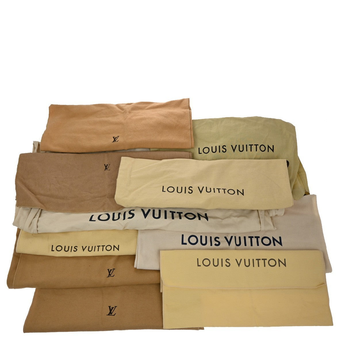 LOUIS VUITTON Logo 10 Set Dust Bag Drawstring Canvas Cotton Beige Brown 01KB886