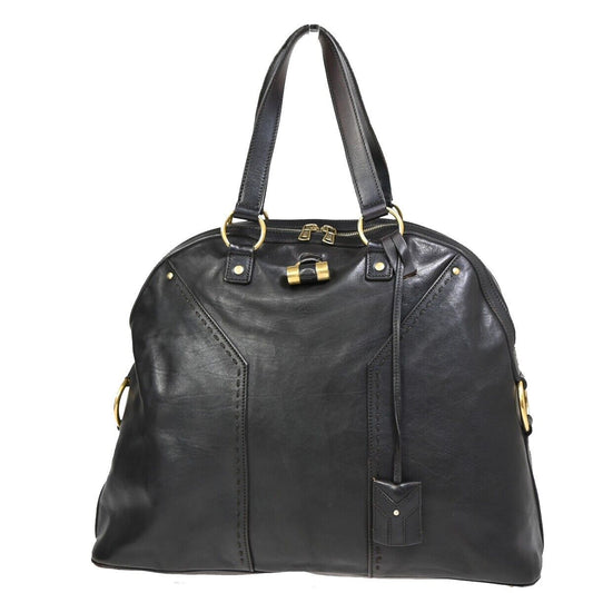 YVES SAINT LAURENT YSL Logo Rive Gauche Hand Bag Soft Leather Brown 62SH775