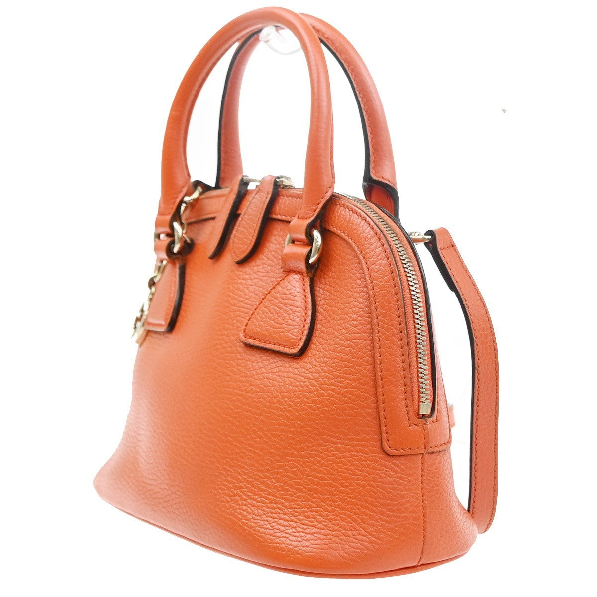 GUCCI Interlocking G 2Way Shoulder Hand Bag Leather Orange GHW Italy 87YJ199