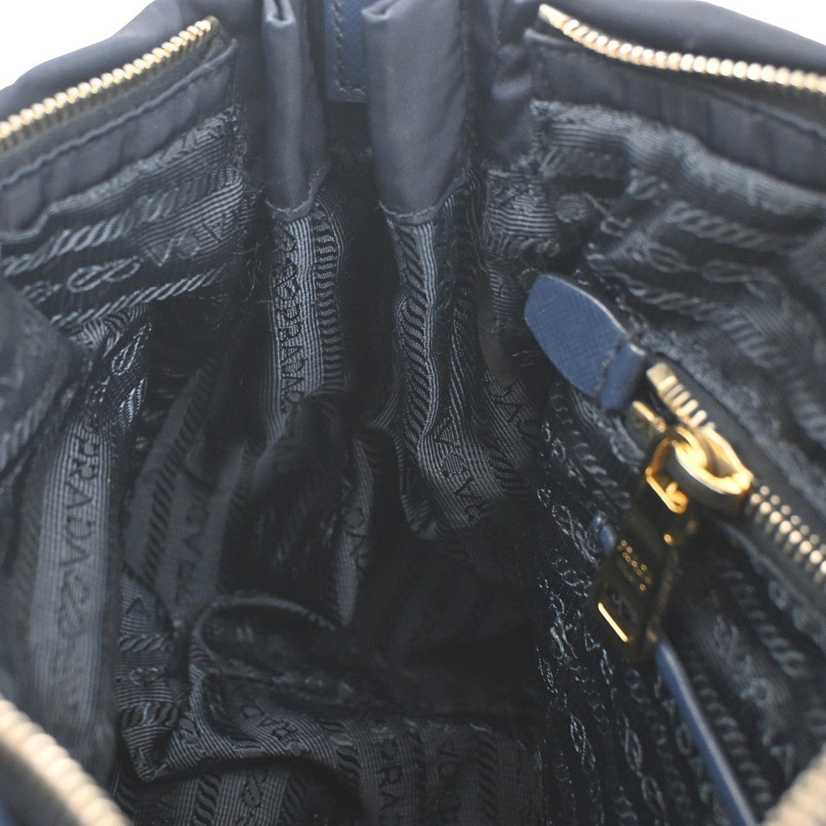 PRADA Logo Tessuto 2Way Shoulder Hand Bag Nylon Leather Navy Blue Italy 79KC009