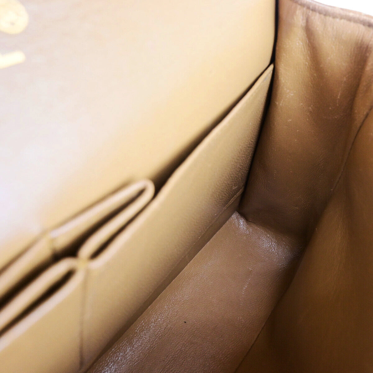 CHANEL CC Matelasse 25 Double Flap Chain Shoulder Bag Leather Beige GHW 332RK663