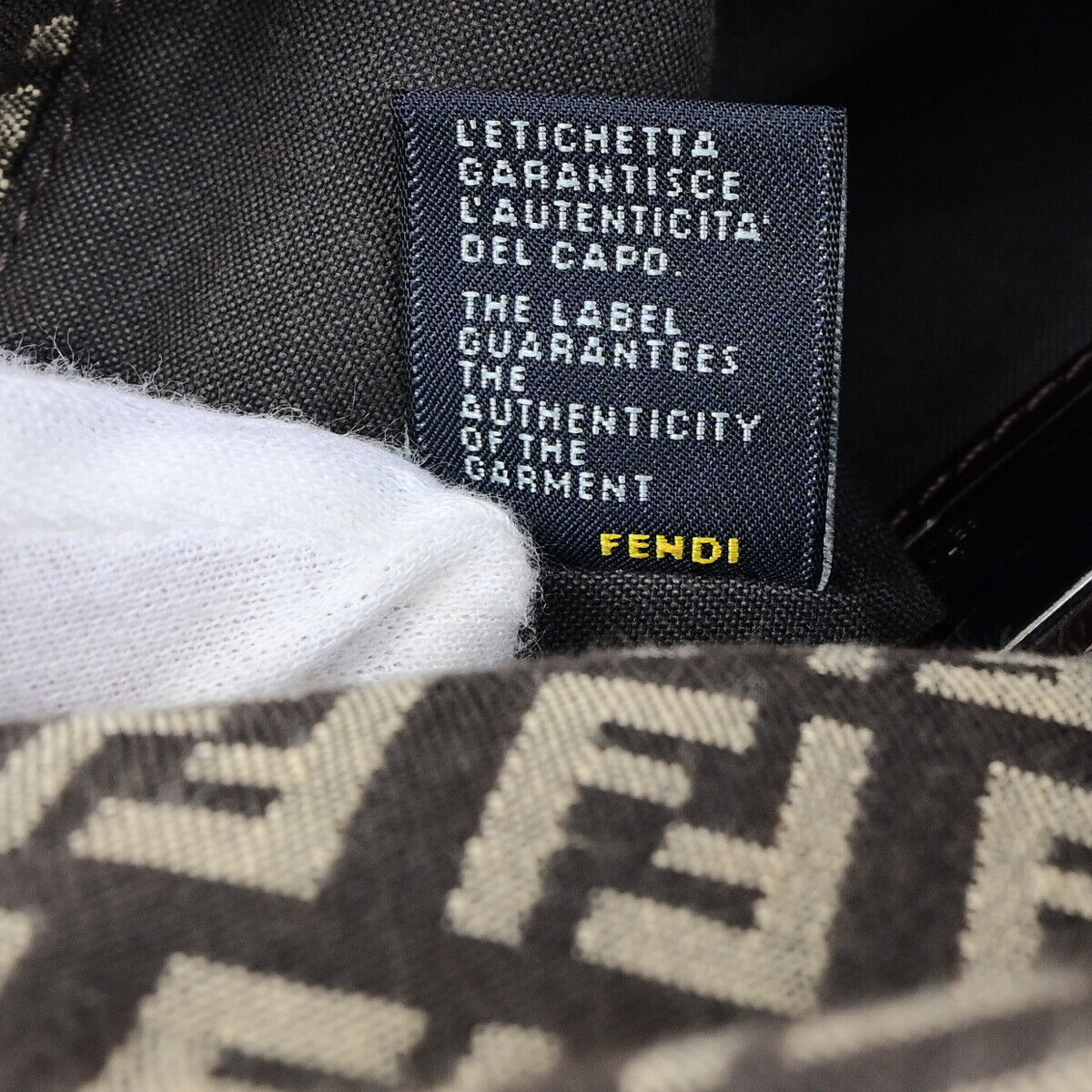 FENDI Logo Zucchino Shoulder Bag Canvas Leather Brown SHW Italy 70SJ496