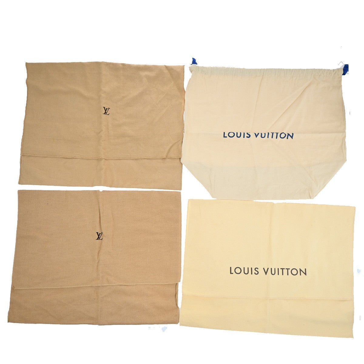 LOUIS VUITTON Logo 10 Set Dust Bag Drawstring Canvas Cotton Beige Brown 03KP134