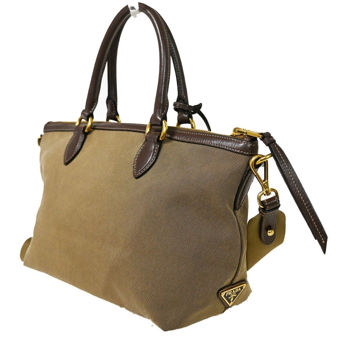 PRADA MILANO 2Way Crossbody  Shoulder Bag Canvas Leather Brown  70SH177