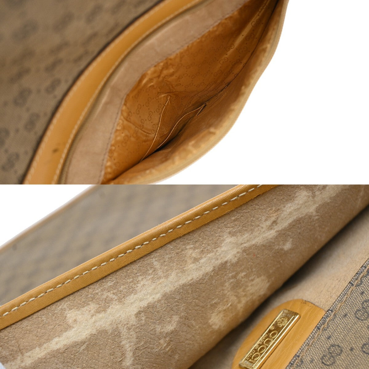 GUCCI Micro GG Pattern Clutch Hand Bag PVC Leather Brown Made In Italy 04EE282