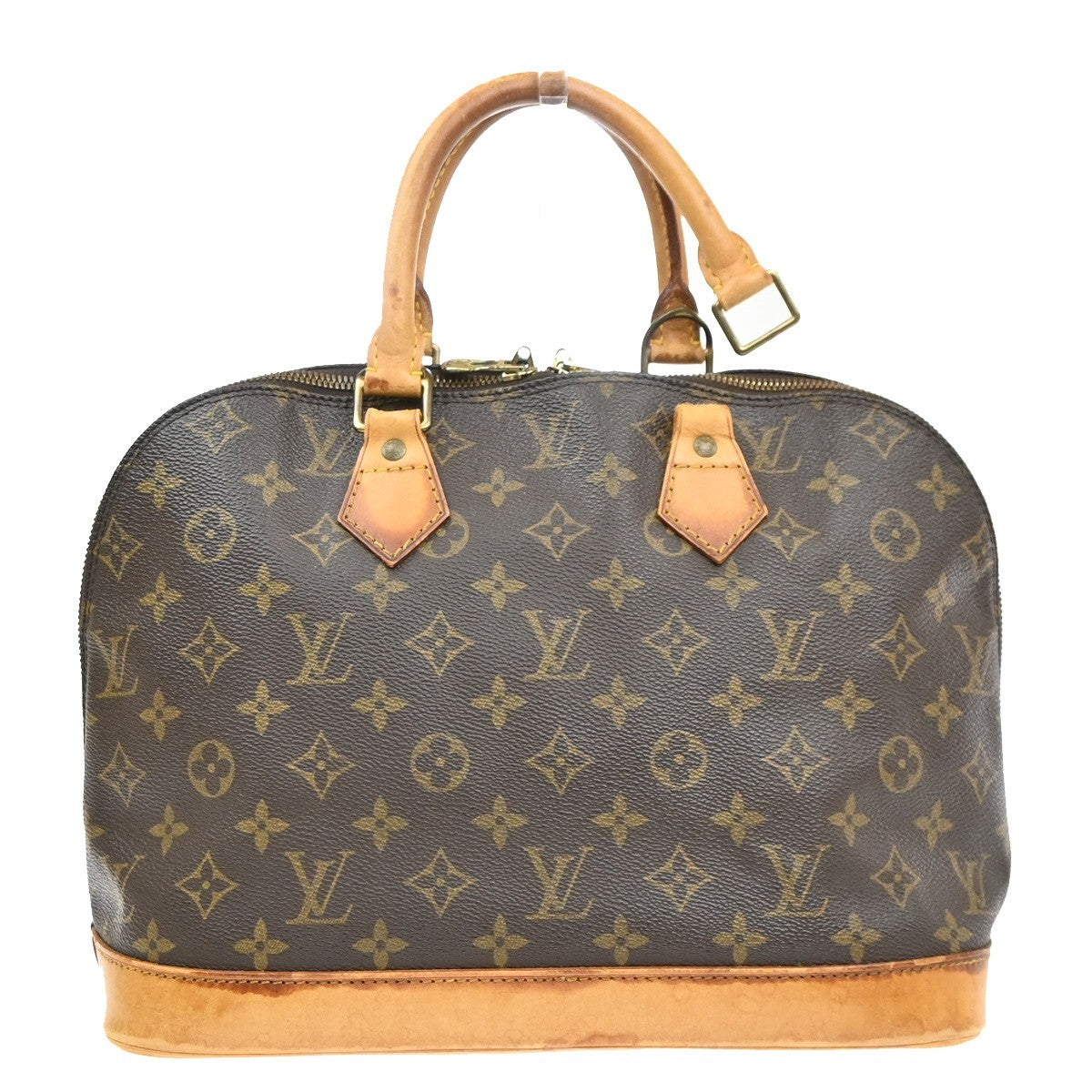 LOUIS VUITTON LV Logo Alma Hand Bag Monogram Leather Brown France M51130 02MA641