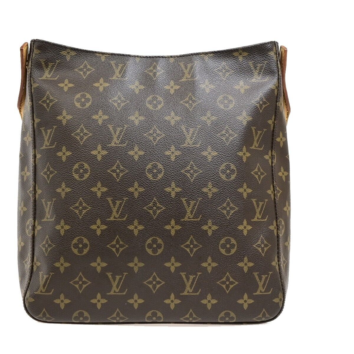 LOUIS VUITTON Logo Looping GM Shoulder Bag Monogram Leather Brown M51145 14EE098