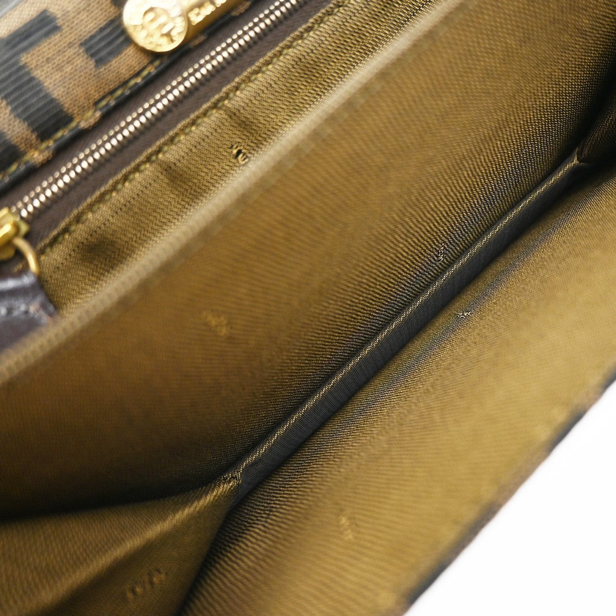 FENDI Logo Zucca Pattern Shoulder Bag Canvas Leather Brown GHW Italy 79KB388