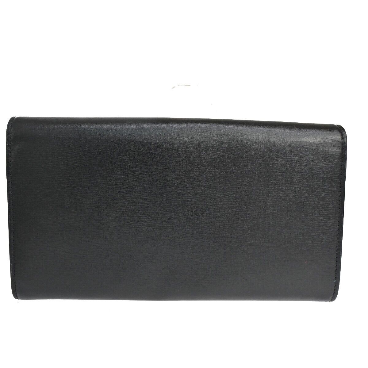 SAINT LAURENT Logo Long Bifold Wallet Purse Leather Black Gold Italy 68YD902