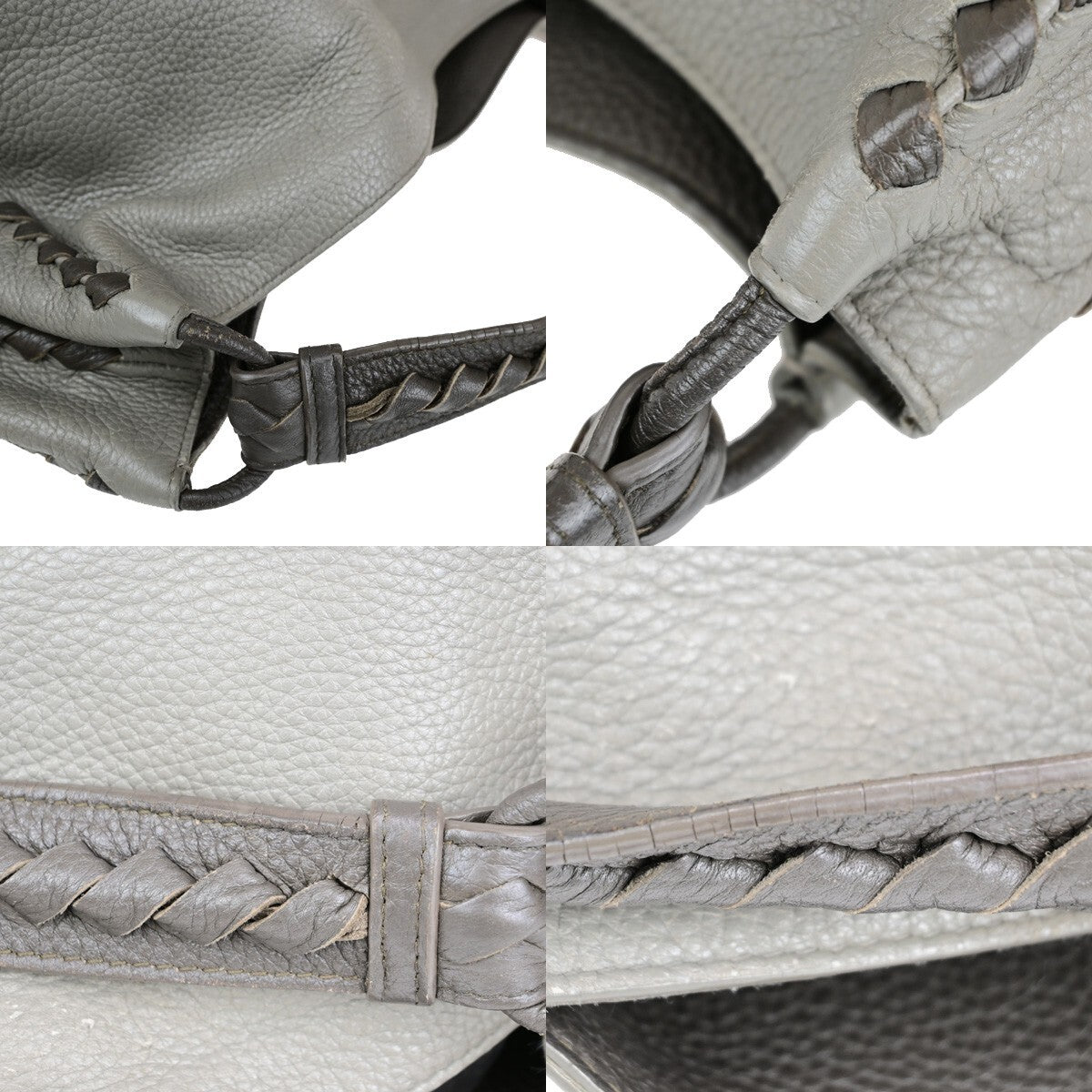 BOTTEGA VENETA Logo Hobo Shoulder Hand Bag Leather Gray Italy 31EC688