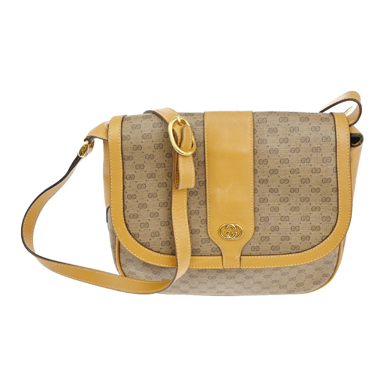GUCCI Micro GG Pattern Shoulder Bag PVC Leather Brown Italy GHW 63TA478