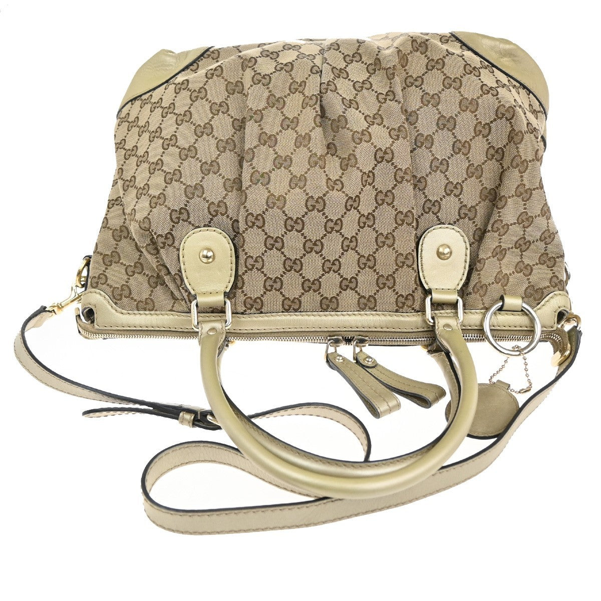 GUCCI GG Pattern Sukey 2Way Shoulder Hand Bag Canvas Leather Brown Gold 85CA725